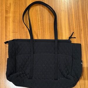 EUC Vera Bradley commuter Black Quilted Tote Bag 13x20x6